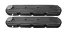 FOR CHEVY GM LS ENGINES RETRO FINNED VALVE COVERS BLACK ALUMINUM