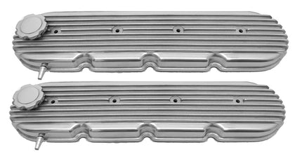 FOR CHEVY GM LS ENGINES RETRO FINNED VALVE COVERS POLISHED ALUMINUM