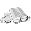 POLISHED ALUMINUM SHOTGUN STYLE DOUBLE SCOOP 4 BARREL FINNED FOR CHEVY Ford