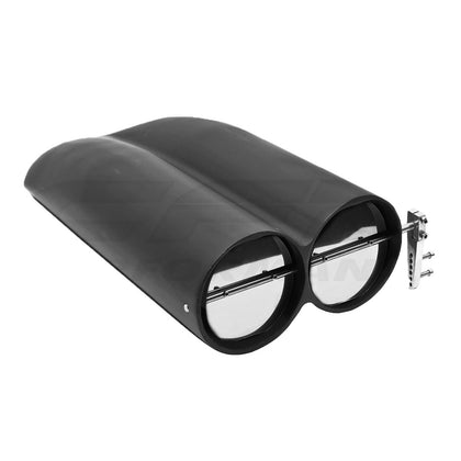 SMOOTH BLACK ALUMINUM SHOTGUN STYLE SCOOP SINGLE OR DUAL 4 BARREL FOR CHEVY Ford