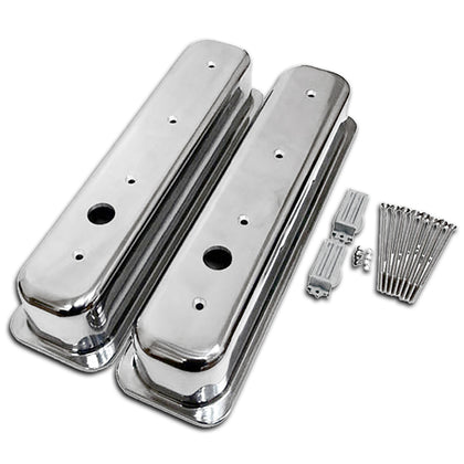 FOR 87-97 CHEVY 5.0L 5.7L TALL POLISHED ALUMINUM CENTER BOLT VALVE COVERS SMOOTH