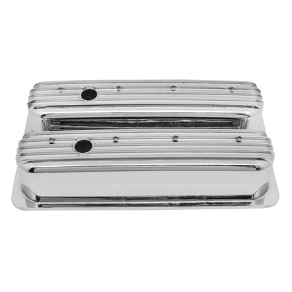 For 1987-97 CHEVY 5.0L & 5.7L TALL CHROME Al. CENTER BOLT VALVE COVERS FINNED