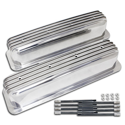 For 1987-97 CHEVY TALL POLISHED CENTER BOLT VALVE COVERS FINNED HOLELESS