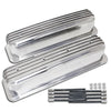 FOR 87-97 CHEVY TALL POLISHED CENTER BOLT ALUMINUM VALVE COVERS FINNED HOLELESS