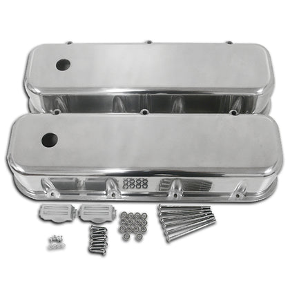 For 1965-95 Chevy Big Block Tall Polished Aluminum Valve Covers - Smooth
