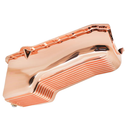 For 1980-85 CHEVY SMALL BLOCK Al. STOCK CAPACITY OIL PAN RETRO FINNED COPPER