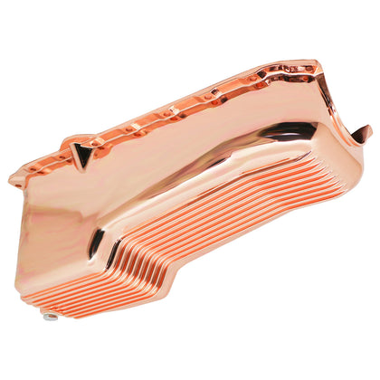 FOR 1986-02 CHEVY SMALL BLOCK 305 350 V8 4 QUART FINNED ALUMINUM OIL PAN COPPER