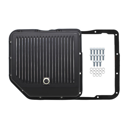 For Chevy Gm Turbo Th-350 Aluminum Transmission Pan Kit Deep Finned - Black