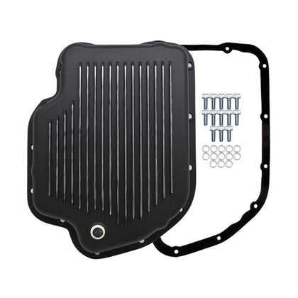 For Chevy-GM TURBO TH-400 ALUMINUM TRANSMISSION PAN KIT DEEP FINNED- BLACK
