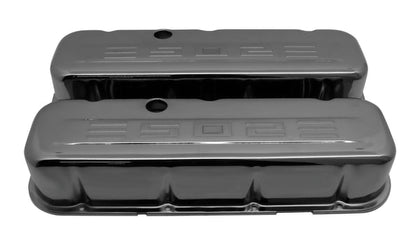 STEEL For 1965-2000 CHEVY BB 502 TALL VALVE COVERS C.I.D 502 LOGO - BLACK CHROME