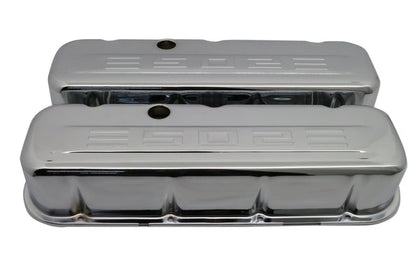 STEEL For 1965-2000 CHEVY BB 502 TALL VALVE COVERS C.I.D 502 LOGO - CHROME