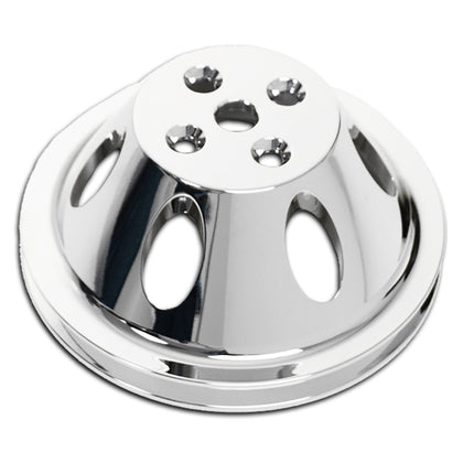 For Chevy Big Block Polished Aluminum Water Pump Pulley - 1 Groove (Short)