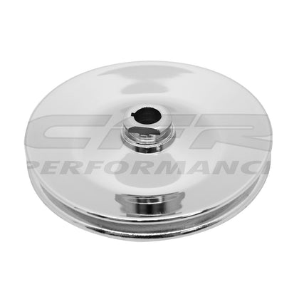 Power Steering Pump Chrome Steel Pulley V Belt For GM Chevy Key Way