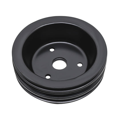 For Chevy Small Block Crank Pulley 3 Groove - Black