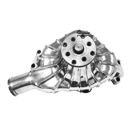 For Chevy SMALL BLOCK ALUMINUM HIGH VOLUME SHORT WATER PUMP - RETRO FINNED