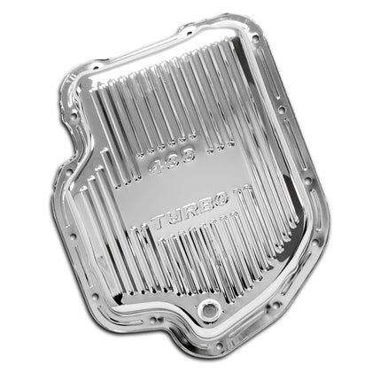 STEEL for chevy GM TURBO TH-400 TRANSMISSION PAN STOCK CAPACITY - CHROME
