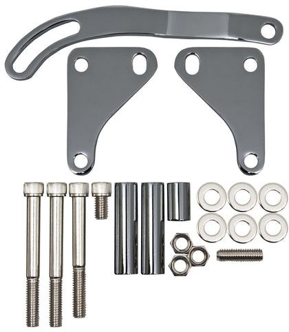 For Chevy SMALL BLOCK STEEL POWER STEERING BRACKET SET - BLACK CHROME