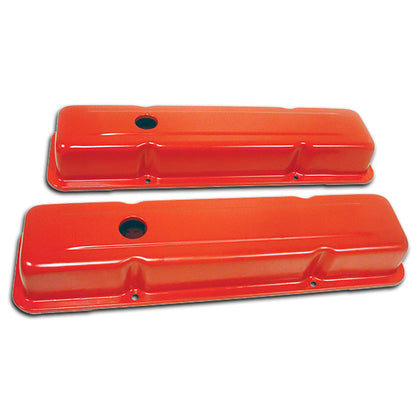 STEEL For 1958-86 CHEVY SB 283 305 327 350 400 TALL VALVE COVERS SMOOTH - ORANGE