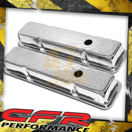 For 58-86 Chevy Small Block 283-305-327-350-400 Short Steel Valve Covers Flamed
