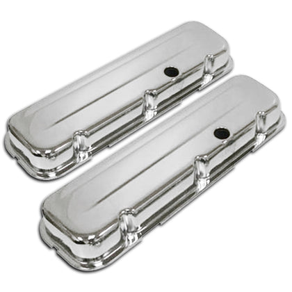 For 1965-95 Chevy Big Block 396-427-454-502 Short Steel Valve Covers - Chrome