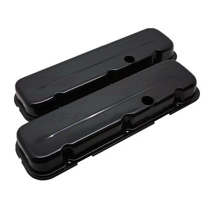 For 1965-95 Chevy Big Block 396-427-454-502 Short Steel Valve Covers - Black