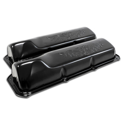 FOR 1969-1982 FORD SMALL BLOCK 351C 351M 400M BOSS 302 STEEL VALVE COVERS BLACK