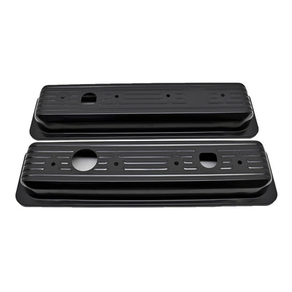 For 1987-00 Chevy Gmc 5.0L & 5.7L Center Bolt Steel Valve Cover Caps - Black