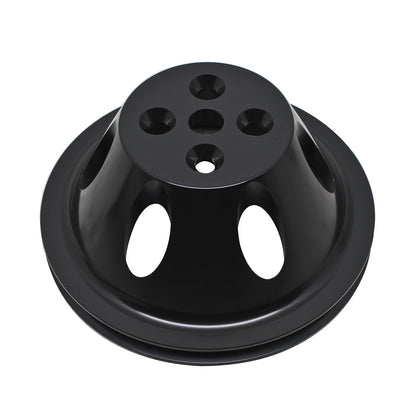 For Chevy Small Block Black Aluminum Water Pump Pulley - 1 Groove (Short)