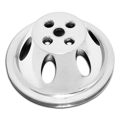 For Chevy Small Block Polished Aluminum Water Pump Pulley - 1 Groove (Short)
