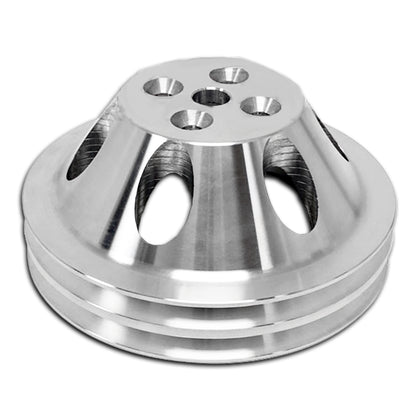 For Chevy Small Block Machined Aluminum Water Pump Pulley - 2 Groove (Short)