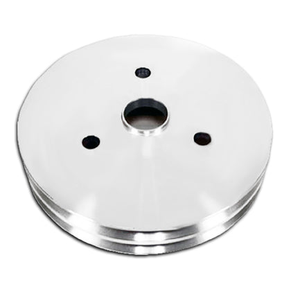 For Chevy SMALL BLOCK ALUMINUM CHROME CRANK PULLEY - 2 GROOVE (SHORT)