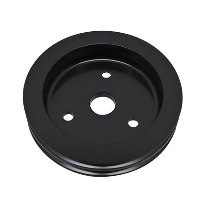 For Chevy Small Block Aluminum Crank Pulley - 2 Groove (Short) - Black
