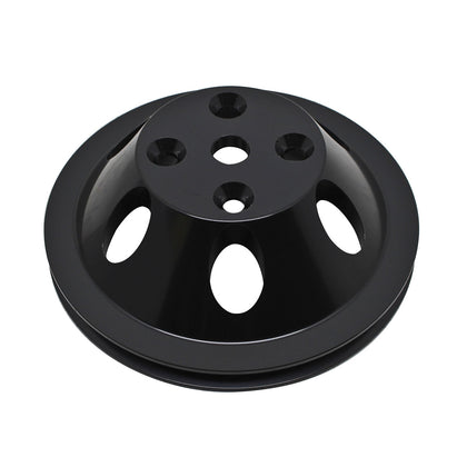 For 1969-85 Chevy Small Block Black Aluminum Water Pump Pulley - 1 Groove (Long)