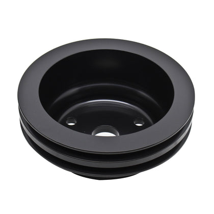 For Chevy Small Block Black Aluminum Crank Pulley - 2 Groove (Lwp)
