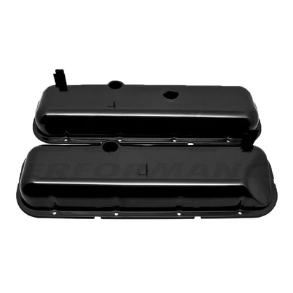 STEEL For 1965-72 CHEVY BB 396-427-454 SHORT VALVE COVERS RECESSED CORNER BLACK