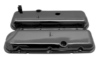 For 1965-72 CHEVY BIG BLOCK SHORT OEM STYLE STEEL VALVE COVERS BLACK CHROME