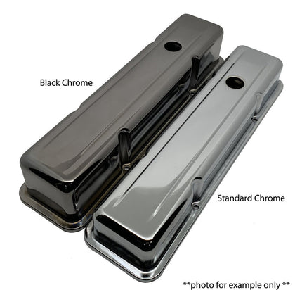 For 1965-72 CHEVY BIG BLOCK SHORT OEM STYLE STEEL VALVE COVERS BLACK CHROME