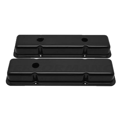 Steel For 1958-86 Chevy Sb 283-305-327-350-400 Smooth Short Valve Covers - Black