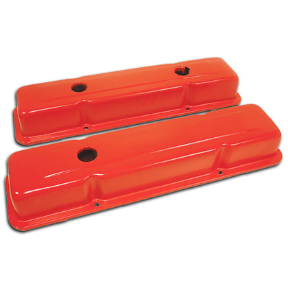 For 1958-86 CHEVY SMALL BLOCK OEM STYLE SHORT VALVE COVERS ORANGE