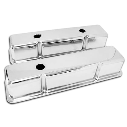 For 58-86 Chevy Small Block 283 305 327 350 400 Tall Smooth Valve Covers Chrome