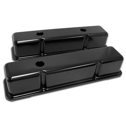 STEEL For 1958-86 CHEVY SB 283-305-327-350-400 TALL VALVE COVERS SMOOTH - BLACK