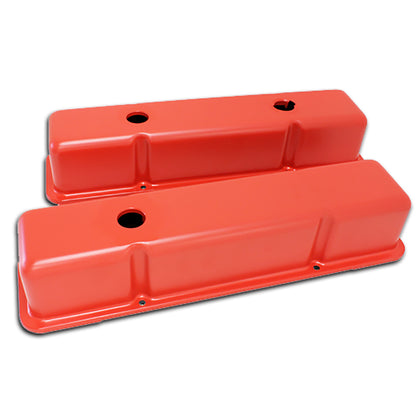 For 58-86 Chevy Small Block 283 305 327 350 400 Orange Tall Smooth Valve Covers