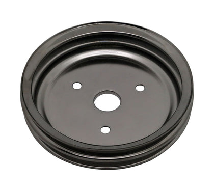 For 1955-68 CHEVY SMALL BLOCK BLACK CHROME STEEL CRANKSHAFT PULLEY SHORT (2 GRO)