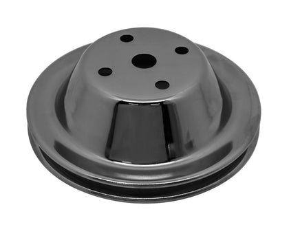 1 Groove Black Chrome Steel Long Water Pump Pulley For 1969-85 Chevy Small Block