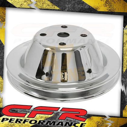 For CHEVY SMALL BLOCK CHROME STEEL WATER PUMP PULLEY - LONG (1 GROOVE)
