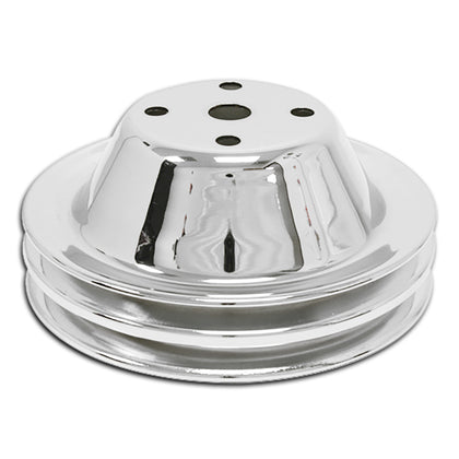 For 1969-85 Chevy SB Small Block Chrome Steel Water Pump Pulley Long (2 Groove)