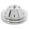 For 1969-85 Chevy SB Small Block Chrome Steel Water Pump Pulley Long (2 Groove)