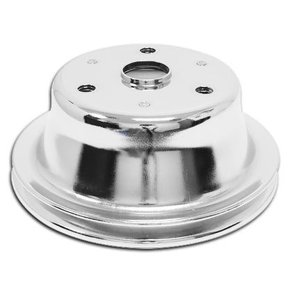 For 1969-85 Chevy Small Block Chrome Steel Crankshaft Pulley - Long (1 Groove)