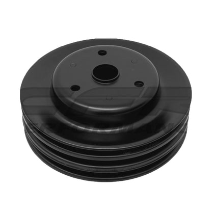 3 Groove Black Steel Crankshaft Pulley For 1969-1985 Chevy Small Block LWP