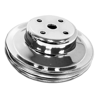 FOR 1969-1985 CHEVY BIG BLOCK BBC 2 GROOVE LONG WATER PUMP PULLEY CHROME